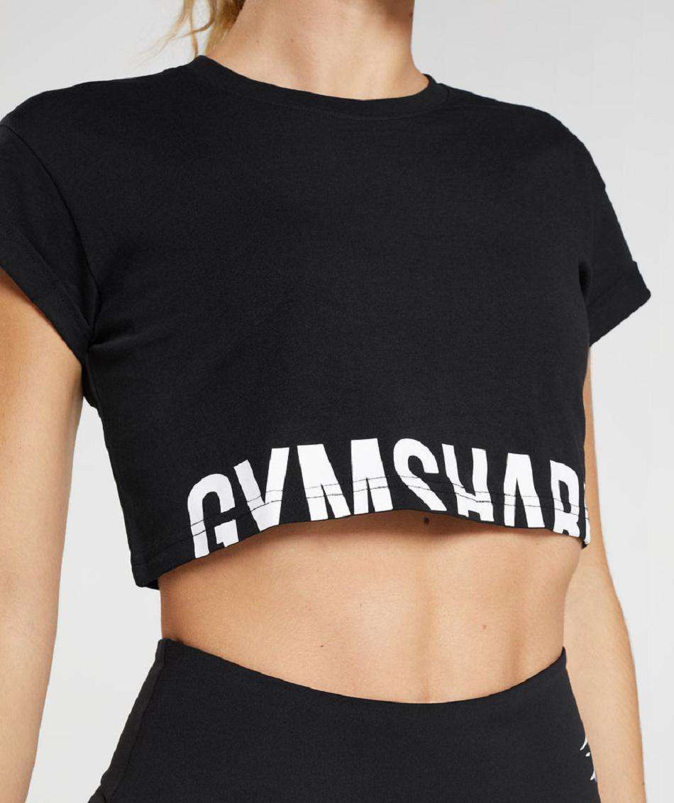 Corp Tops Gymshark Fraction Mujer Negras | CO 2427BEX